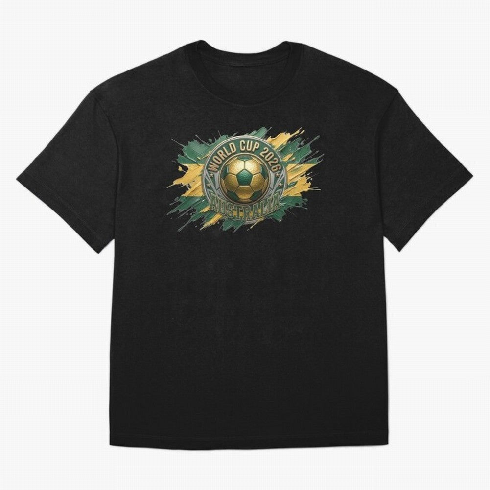 World Cup 2026 Australia Soccer Ball Paint Splash Classic T-Shirt Honor FIFA World Cup 2026 USA Canada Mexico for Fans of Messi, Neymar and Mbappe and England, Bringing Football History, Final Match Energy, Crowd Noise and Once in a Lifetime