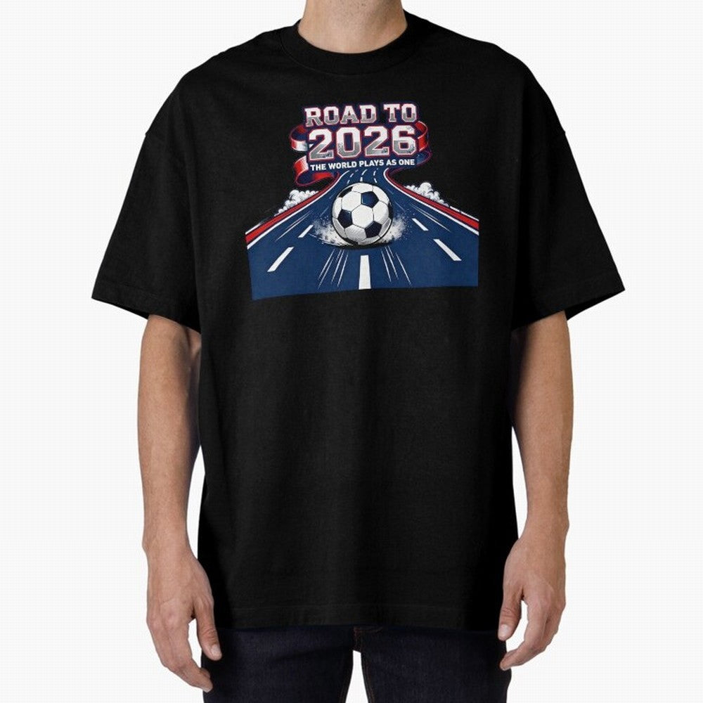 Road to 2026 ¨C The World Plays as One Classic T-Shirt Show Match Day Excitement for FIFA World Cup 2026 Group Stage Built around Messi, CR7 and Mbappe, Argentina Energy, Soccer Culture, Superstar Moments, National Team Dreams and Competitive Fire;