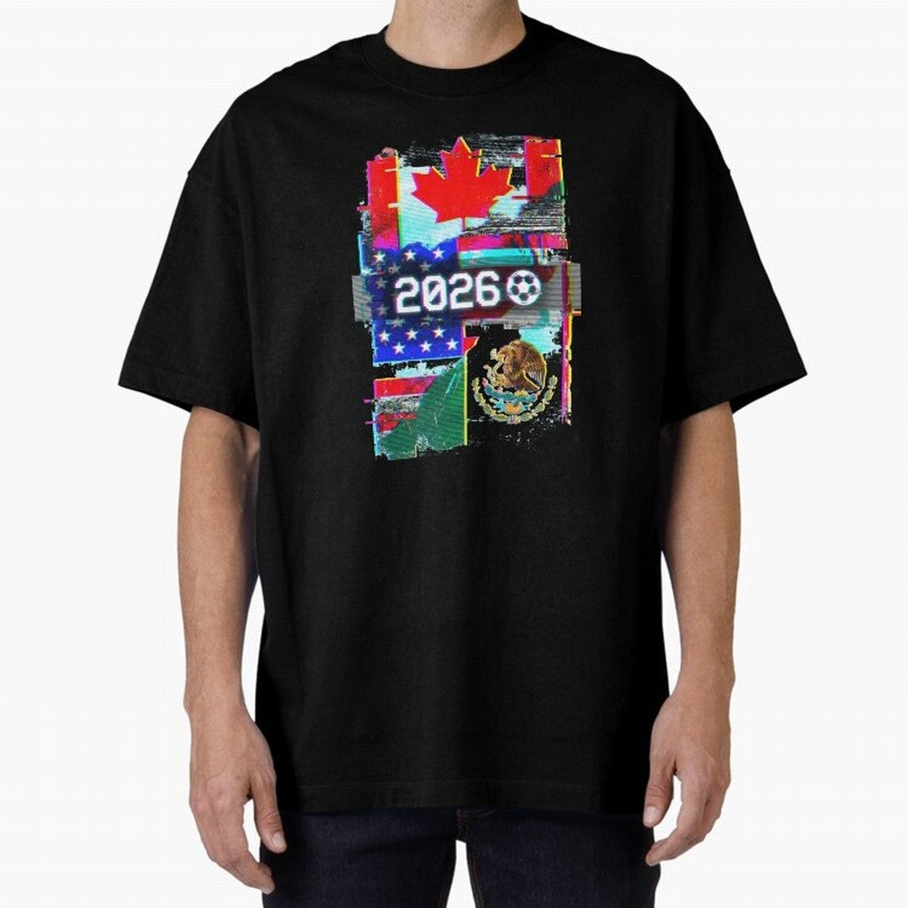 Glitched United 2026 - North America Tournament Emblem Classic T-Shirt Celebrate Unforgettable Nights in FIFA World Cup 2026 for Fans of CR7 and Messi and Portugal, Spain and Germany, Bringing Worldwide Fan Energy, Dramatic Goals, Stadium Lights