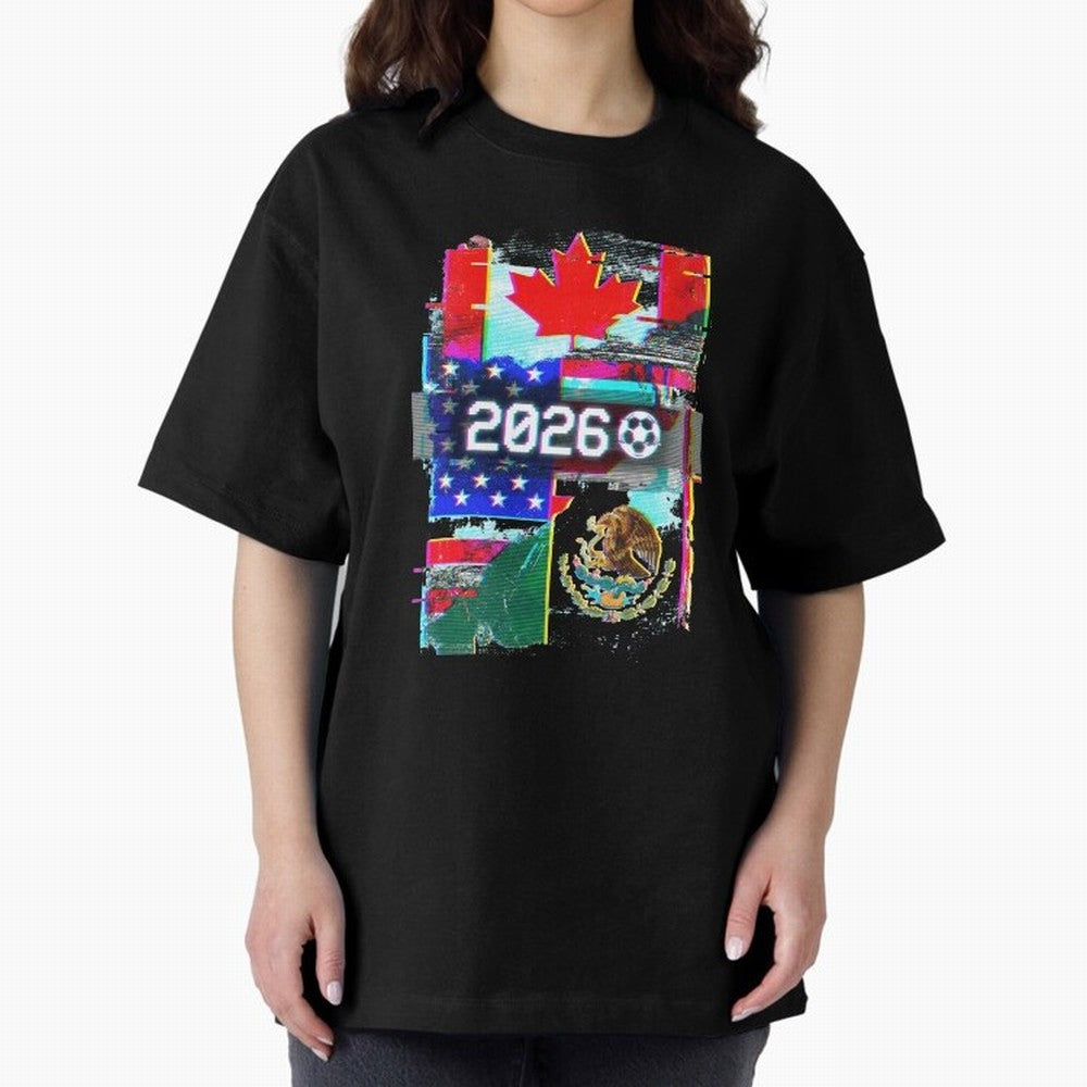 Glitched United 2026 - North America Tournament Emblem Classic T-Shirt Celebrate Unforgettable Nights in FIFA World Cup 2026 for Fans of CR7 and Messi and Portugal, Spain and Germany, Bringing Worldwide Fan Energy, Dramatic Goals, Stadium Lights