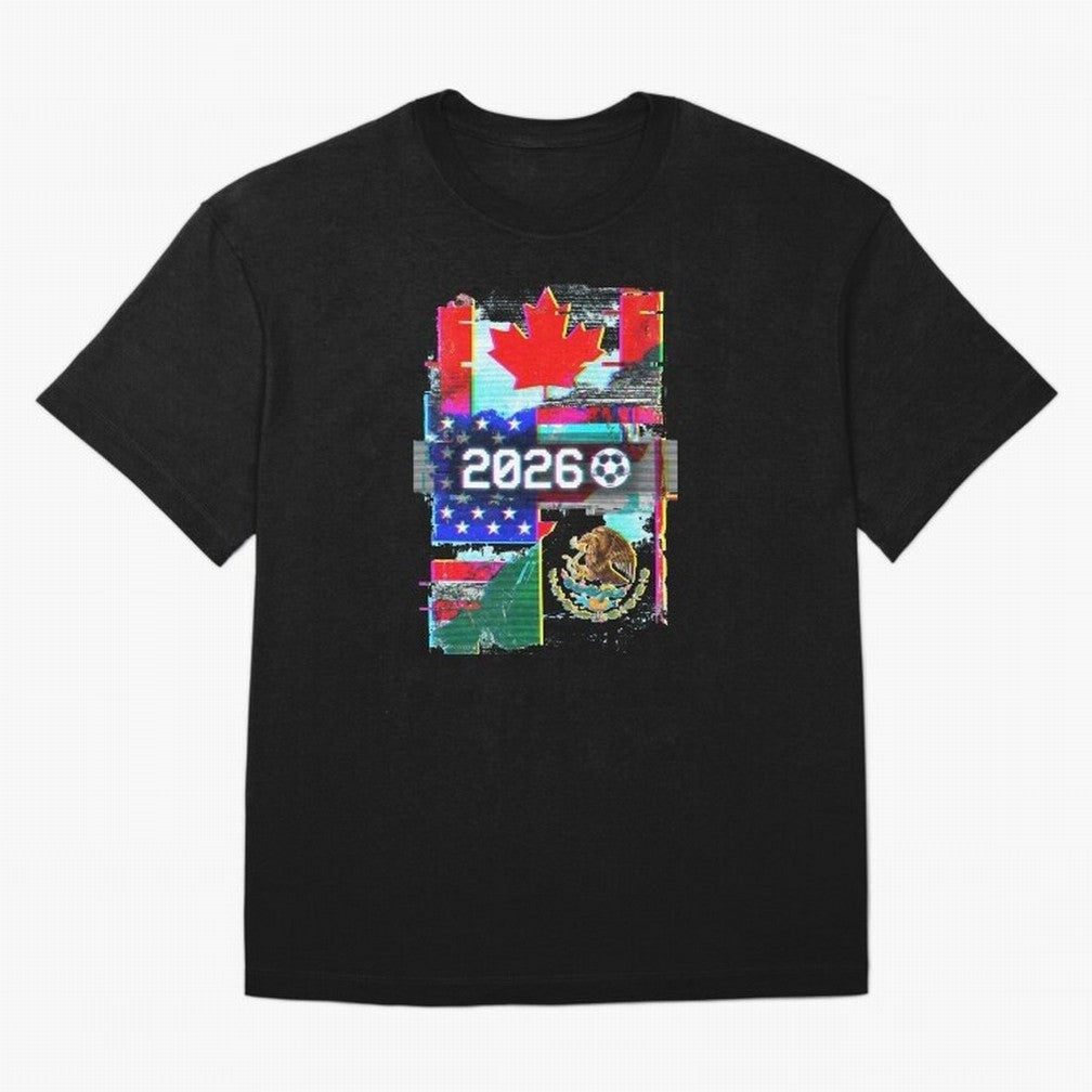 Glitched United 2026 - North America Tournament Emblem Classic T-Shirt Celebrate Unforgettable Nights in FIFA World Cup 2026 for Fans of CR7 and Messi and Portugal, Spain and Germany, Bringing Worldwide Fan Energy, Dramatic Goals, Stadium Lights
