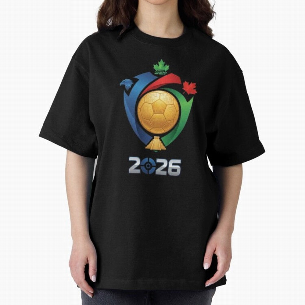 Golden Soccer Ball 2026 Host Nations Emblem Classic T-Shirt Remember FIFA World Cup 2026 USA Canada Mexico for Fans of Neymar and England and Germany, Bringing Football Passion, Legendary Performances, Festival Vibes and Supporter Community; Ideal
