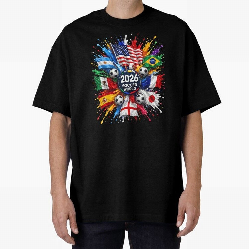2026 Soccer World Championship Global Flags Paint Splash Sports Fan Graphic Classic T-Shirt Bring International Match Energy to the FIFA World Cup 2026 USA Canada Mexico Journey through Messi Highlights, Brazil Pride, Soccer Culture, Superstar