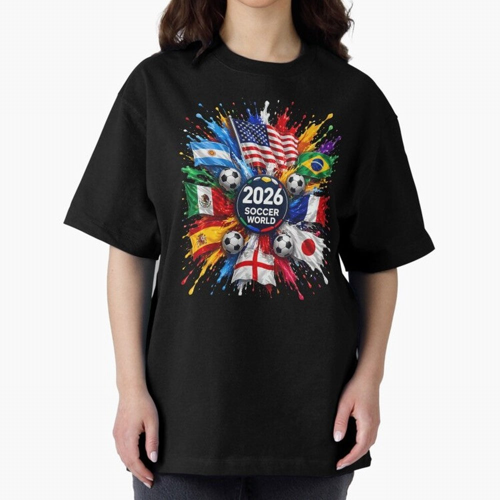 2026 Soccer World Championship Global Flags Paint Splash Sports Fan Graphic Classic T-Shirt Bring International Match Energy to the FIFA World Cup 2026 USA Canada Mexico Journey through Messi Highlights, Brazil Pride, Soccer Culture, Superstar