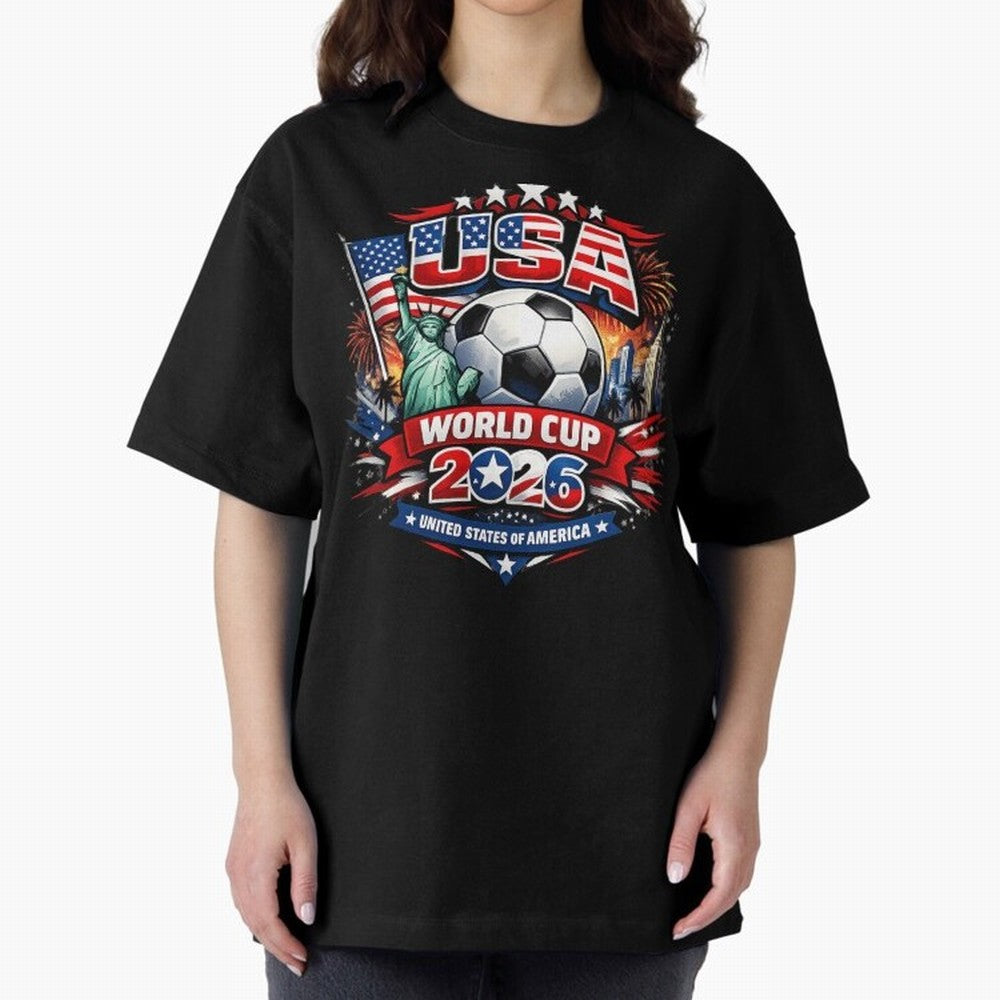USA World Cup 2026 Soccer Graphic ¨C Patriotic Football Fan Art Classic T-Shirt Represent Football Lovers during Global Football Passion for FIFA World Cup 2026, Highlighting Neymar, Haaland and Cristiano Ronaldo, Spain and Netherlands, Vintage