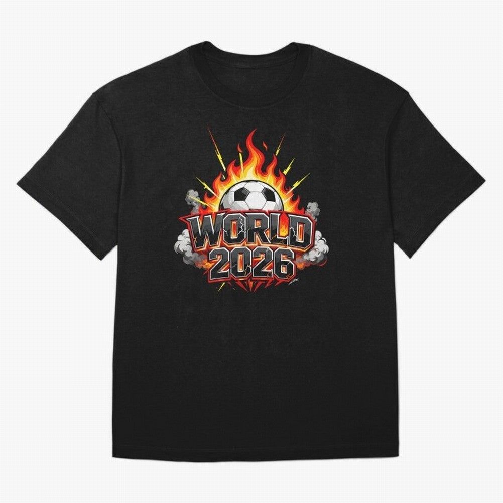 World 2026 Soccer Ball On Fire Football Tournament Classic T-Shirt Make Game Day About Match Day Hype around FIFA World Cup 2026, Messi, France and Portugal, Football Festival Excitement, Trophy Ambitions, Country Rivalries and Star Player Buzz;