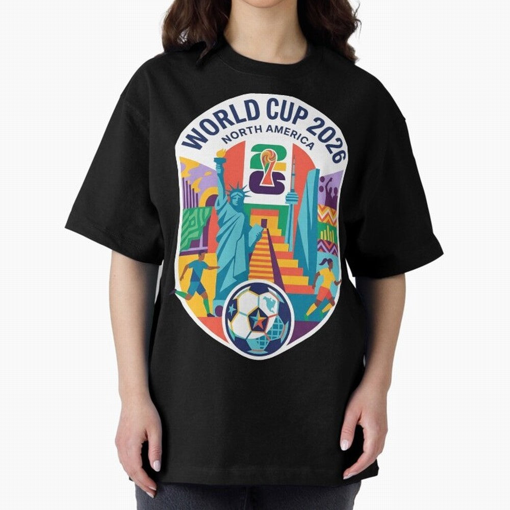 World Cup 2026 North America Soccer Tournament Colorful Emblem Classic T-Shirt Fuel Your Fan Pride for Global Football Passion for FIFA World Cup 2026, with Messi and Cristiano Ronaldo, England and Germany, Supporter Pride, Iconic Celebrations,
