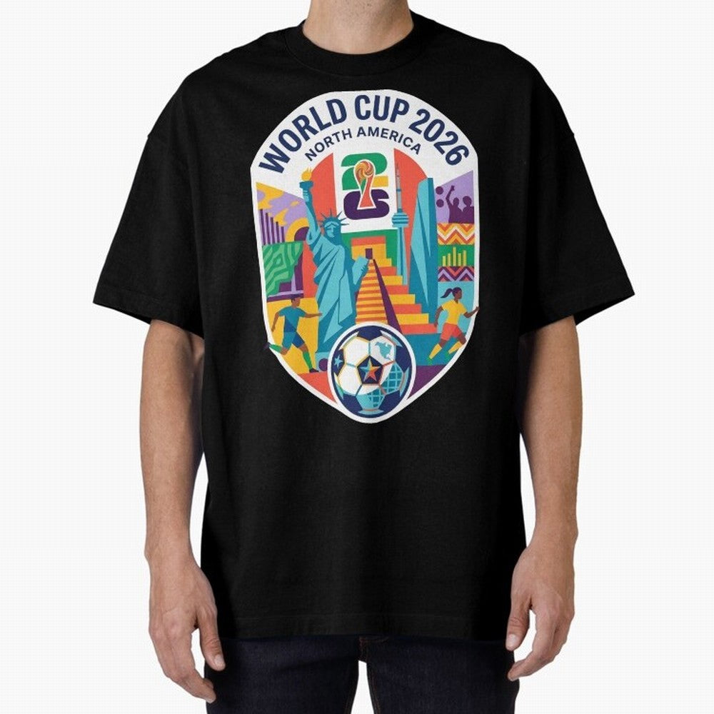 World Cup 2026 North America Soccer Tournament Colorful Emblem Classic T-Shirt Fuel Your Fan Pride for Global Football Passion for FIFA World Cup 2026, with Messi and Cristiano Ronaldo, England and Germany, Supporter Pride, Iconic Celebrations,