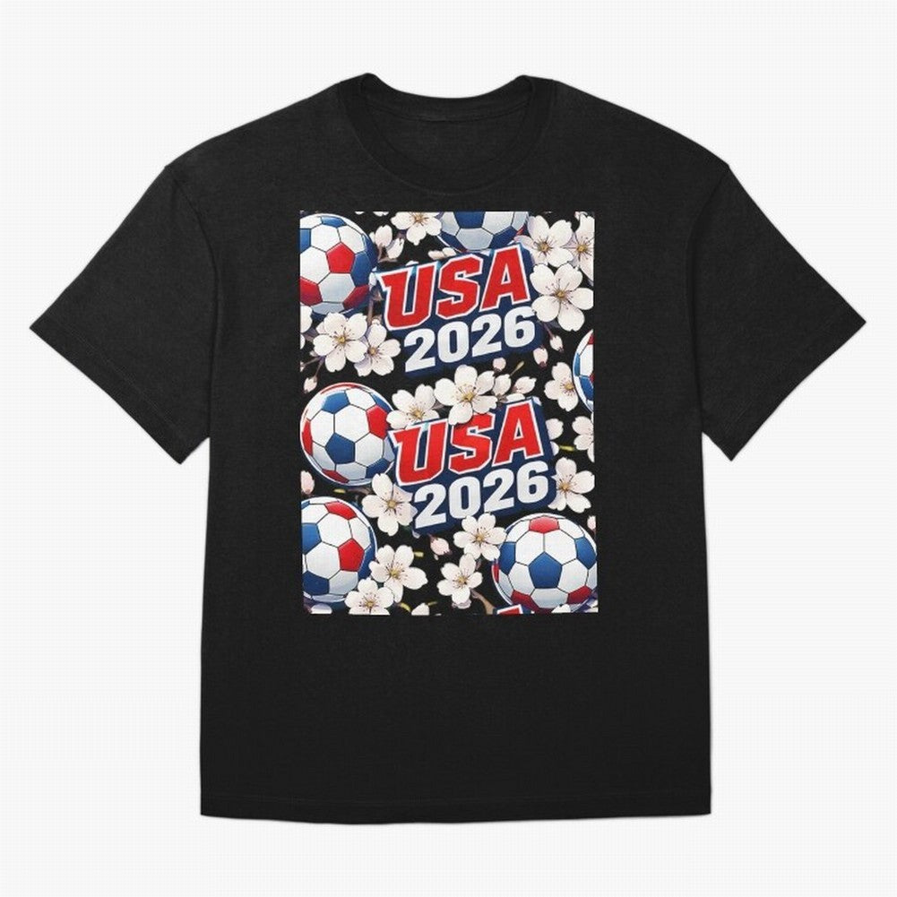 USA 2026 Soccer World Cup Pattern - Artistic Picasso Style Football Classic T-Shirt Embrace FIFA World Cup 2026 with Mbappe and Neymar, Spain Energy, Sports Nostalgia, International Competition, Famous Players and Unforgettable Victories; Made for