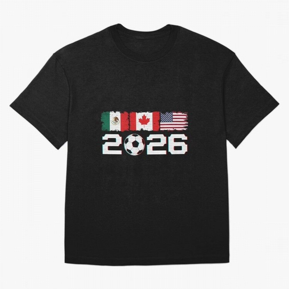 Glitched United 2026 Cup North America Emblem Part Classic T-Shirt Capture FIFA World Cup 2026 Spirit, Centered on Portugal, Haaland and Mbappe, Football History, Final Match Energy, Crowd Noise and Once in a Lifetime Moments; Created for Match Day