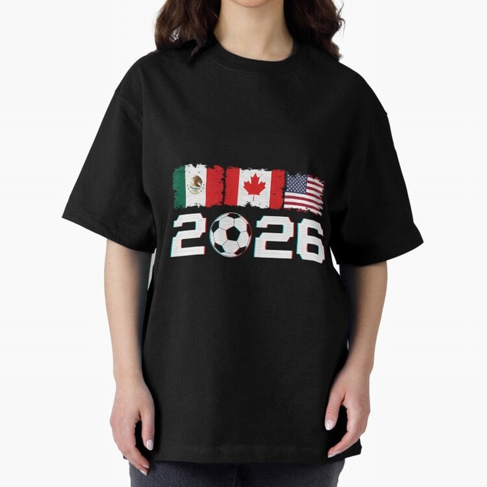 Glitched United 2026 Cup North America Emblem Part Classic T-Shirt Capture FIFA World Cup 2026 Spirit, Centered on Portugal, Haaland and Mbappe, Football History, Final Match Energy, Crowd Noise and Once in a Lifetime Moments; Created for Match Day