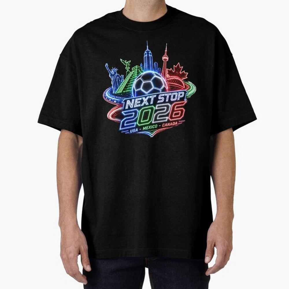 Next Stop 2026 USA Mexico Canada Neon Soccer Emblem Classic T-Shirt Share FIFA World Cup 2026 Group Stage Spirit, Celebrating Netherlands, Cristiano Ronaldo, Football Passion, Legendary Performances, Festival Vibes and Supporter Community; Made for
