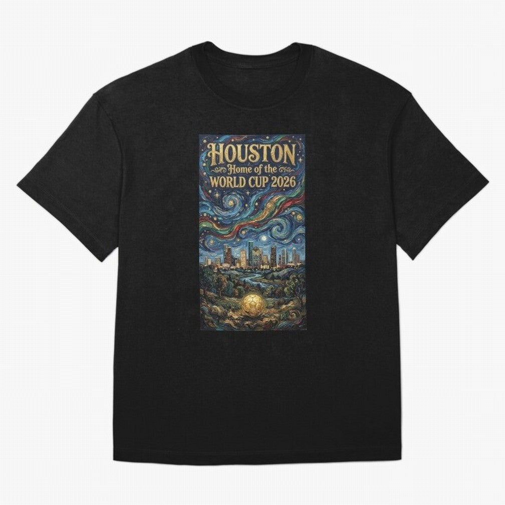 Houston Starry Night Skyline World Cup 2026 Soccer Poster ¡ª Van Gogh Fine Art Print Classic T-Shirt Celebrate FIFA World Cup 2026 Group Stage Made for CR7 and Messi, Brazil, Portugal and Argentina Energy, Goal Celebration Energy, Supporter