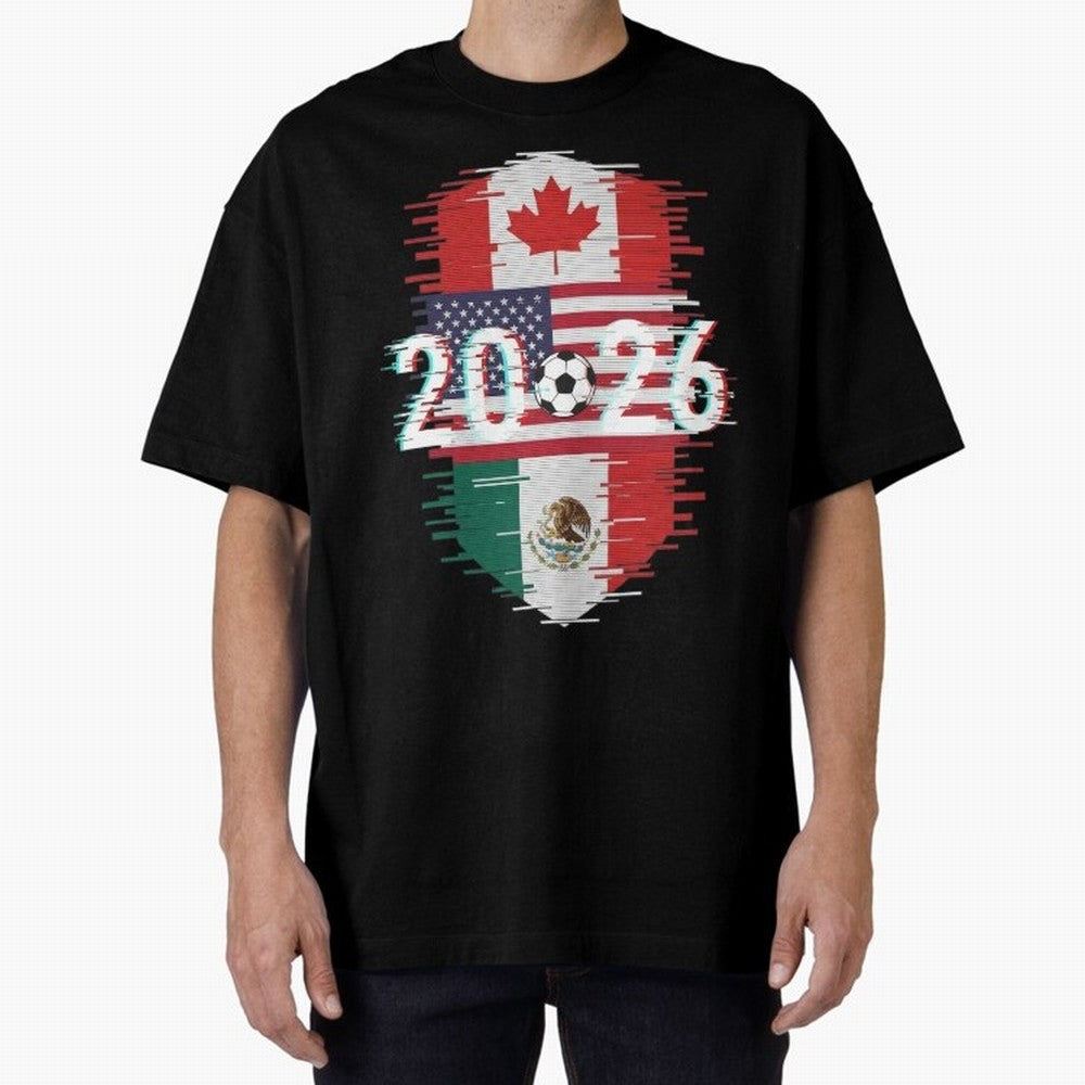 Glitched United 2026 - North America Emblem Classic T-Shirt Celebrate the Biggest Stage of the FIFA World Cup 2026 Journey through Messi, CR7 and Mbappe Highlights, England and Germany Pride, Match Day Excitement, Supporter Culture, Golden Goals