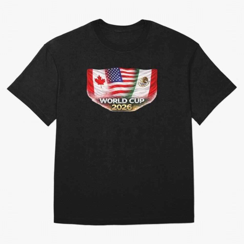 World Cup 2026 North America Flags Design ¨C USA Canada Mexico Soccer Fan Graphic Classic T-Shirt Celebrate National Team Dreams in FIFA World Cup 2026 USA Canada Mexico for Fans of Messi, Neymar and Mbappe and Brazil, Portugal and Argentina,