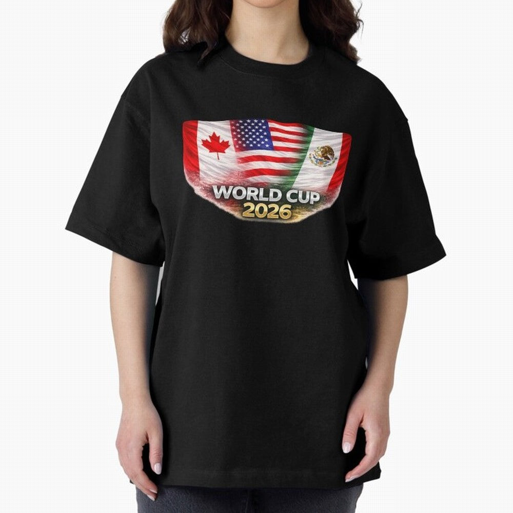 World Cup 2026 North America Flags Design ¨C USA Canada Mexico Soccer Fan Graphic Classic T-Shirt Celebrate National Team Dreams in FIFA World Cup 2026 USA Canada Mexico for Fans of Messi, Neymar and Mbappe and Brazil, Portugal and Argentina,