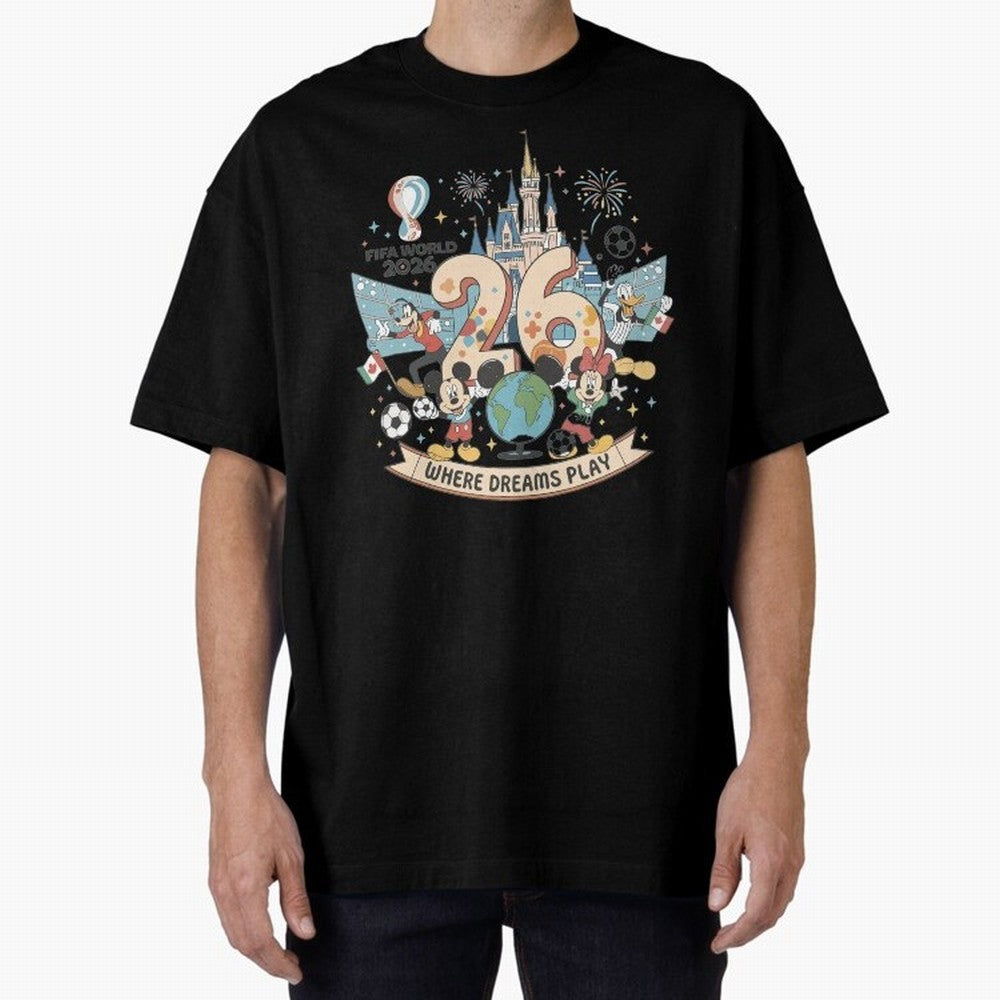 Dreamland Football 26 Shirt | Cute Cartoon Global Celebration Tee Classic T-Shirt Bring a Champion Mindset to Global Football Passion for FIFA World Cup 2026, Capturing Mbappe and Neymar, England, France and Netherlands, Classic Soccer Heritage,