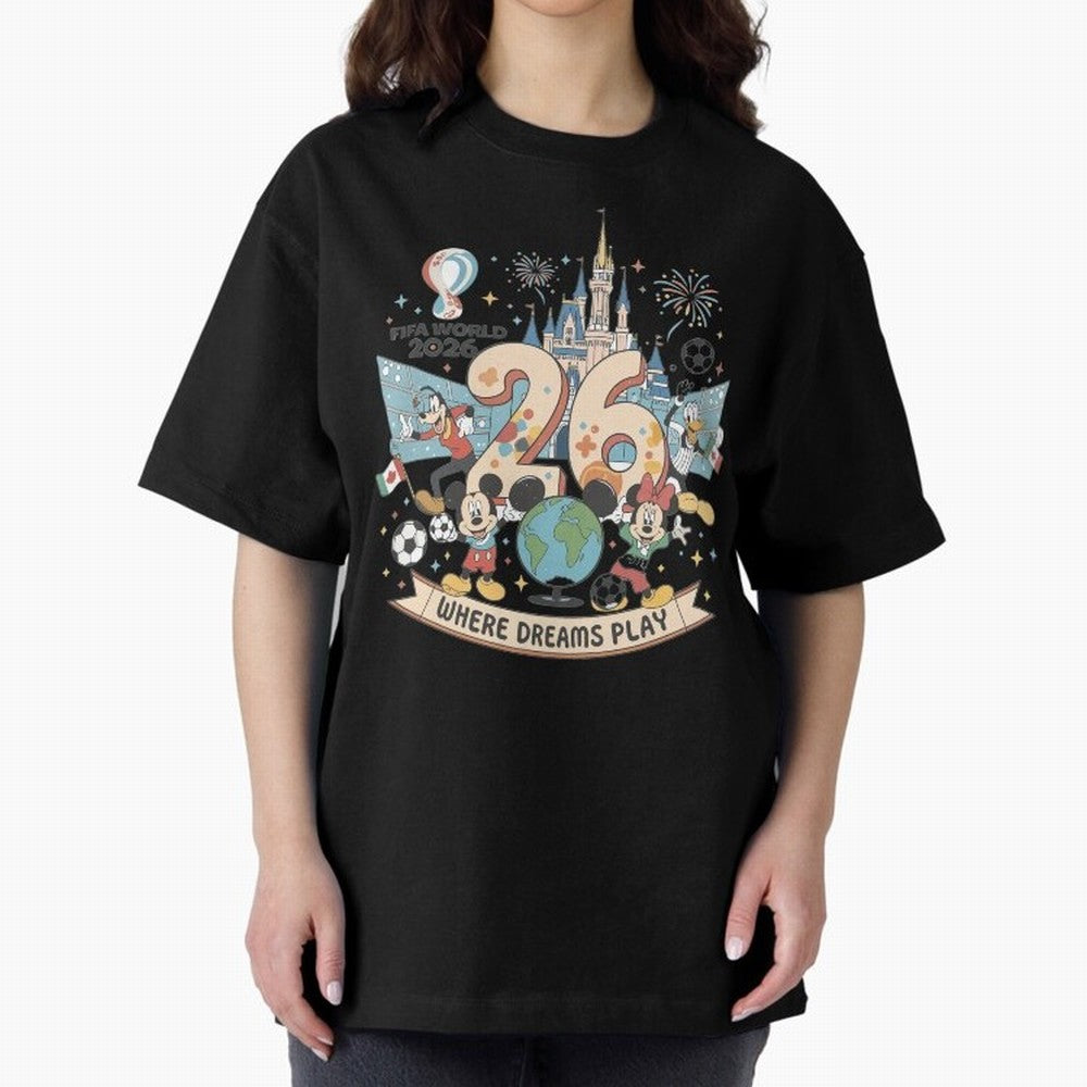 Dreamland Football 26 Shirt | Cute Cartoon Global Celebration Tee Classic T-Shirt Bring a Champion Mindset to Global Football Passion for FIFA World Cup 2026, Capturing Mbappe and Neymar, England, France and Netherlands, Classic Soccer Heritage,