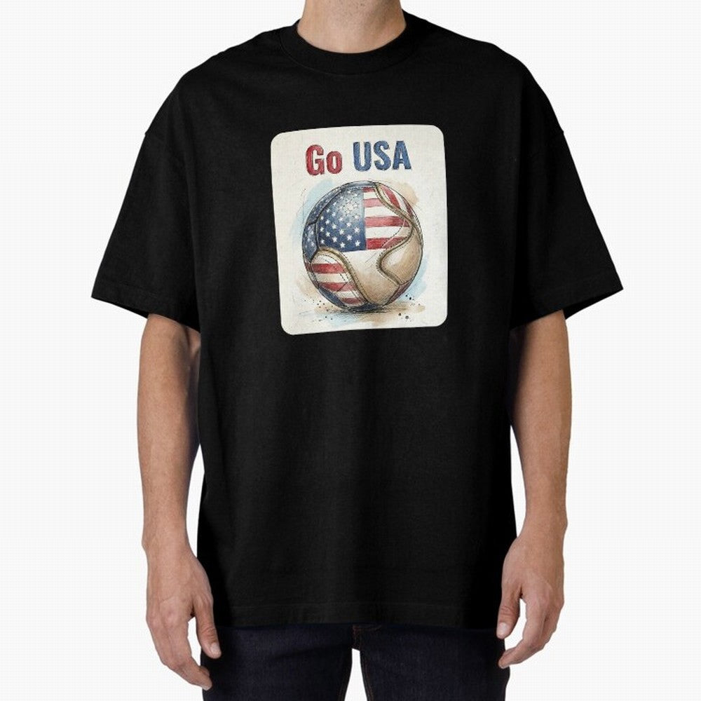 Go USA Soccer Ball Flag | American Football Fan Graphic Tee Classic T-Shirt Represent Fans Who Live for Match Day Hype around FIFA World Cup 2026 Group Stage, Messi, Neymar and Mbappe, England, Football Festival Excitement, Trophy Ambitions,
