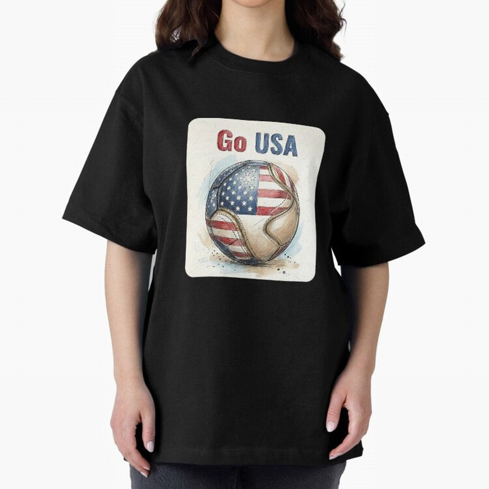 Go USA Soccer Ball Flag | American Football Fan Graphic Tee Classic T-Shirt Represent Fans Who Live for Match Day Hype around FIFA World Cup 2026 Group Stage, Messi, Neymar and Mbappe, England, Football Festival Excitement, Trophy Ambitions,