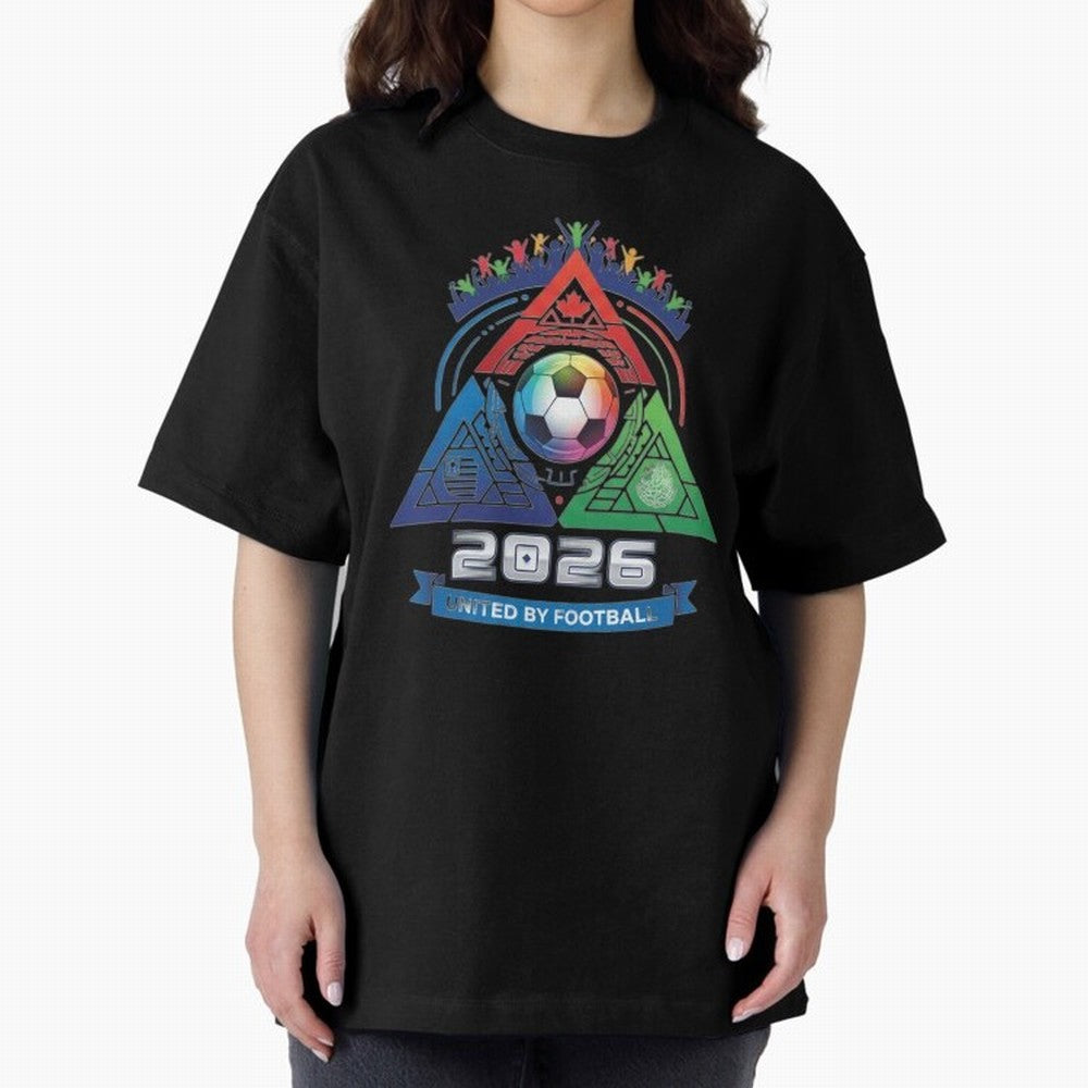 Triangular United by Football World Cup 2026 Emblem Classic T-Shirt Carry FIFA World Cup 2026 for Fans of CR7 and Messi and Portugal, Bringing Football History, Final Match Energy, Crowd Noise and Once in a Lifetime Moments; Ideal for Fans Who