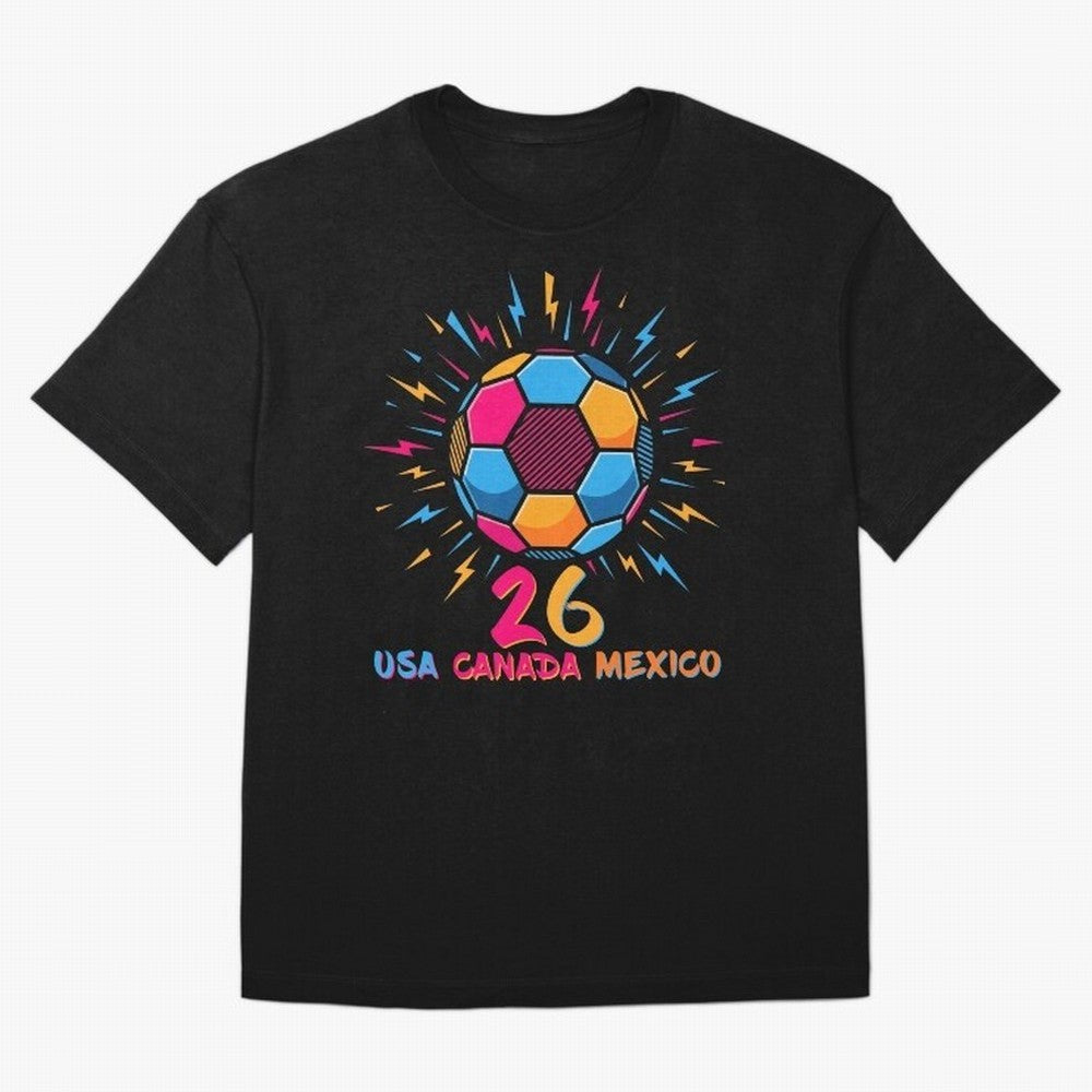 2026 Colorful Soccer Ball USA Canada Mexico 26 Classic T-Shirt Join FIFA World Cup 2026 USA Canada Mexico Highlighting Mbappe, France Energy, Soccer Culture, Superstar Moments, National Team Dreams and Competitive Fire; Built for Supporters Chasing