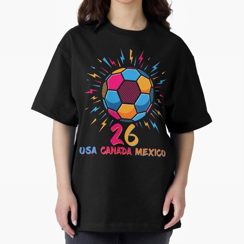 2026 Colorful Soccer Ball USA Canada Mexico 26 Classic T-Shirt Join FIFA World Cup 2026 USA Canada Mexico Highlighting Mbappe, France Energy, Soccer Culture, Superstar Moments, National Team Dreams and Competitive Fire; Built for Supporters Chasing