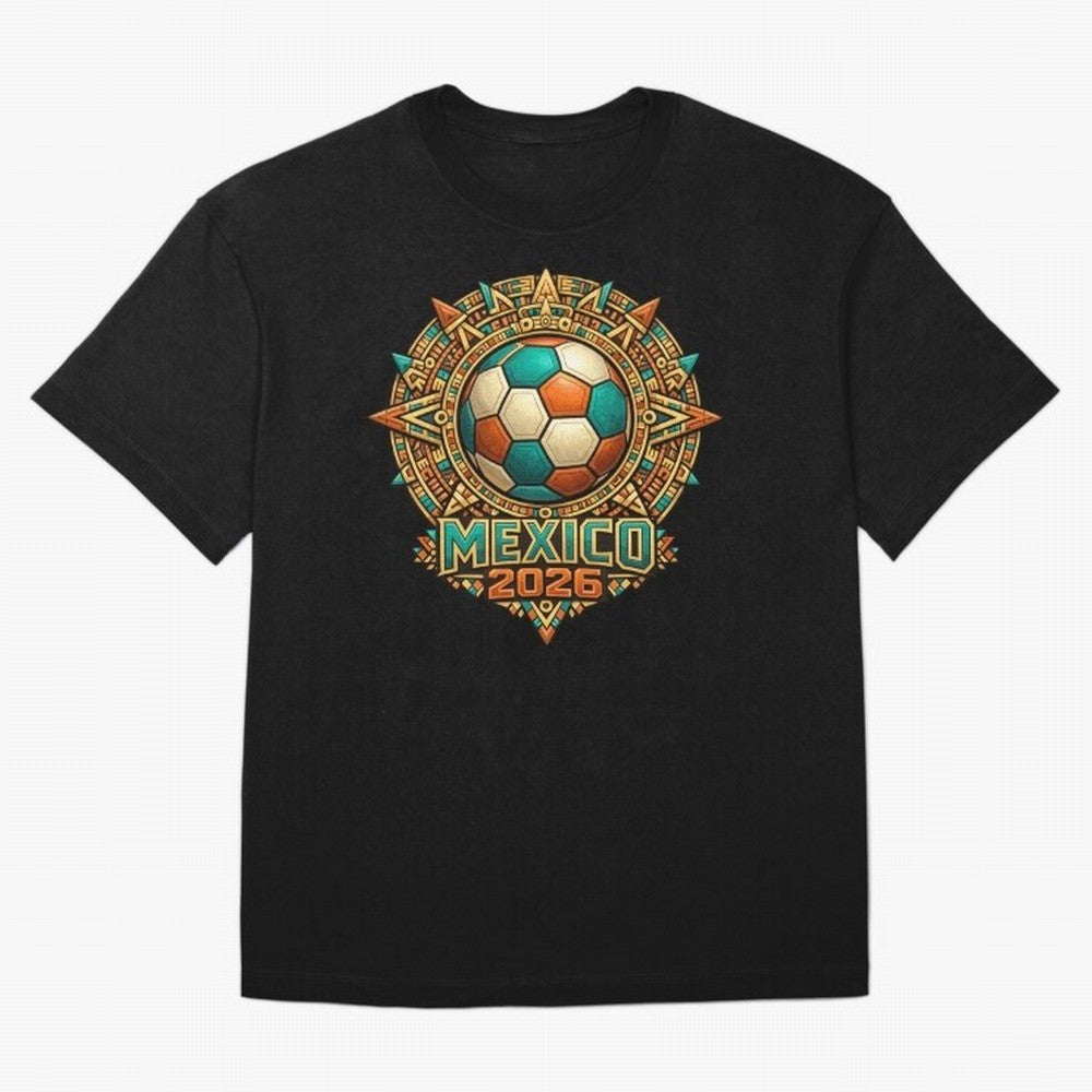 Mexico 2026 World Cup T-Shirt - Aztec Soccer Design - Mexican Heritage Football Tee Classic T-Shirt Feel the Roar of the FIFA World Cup 2026 Group Stage Journey through CR7 Highlights, Brazil, Portugal and Argentina Pride, Match Day Excitement,