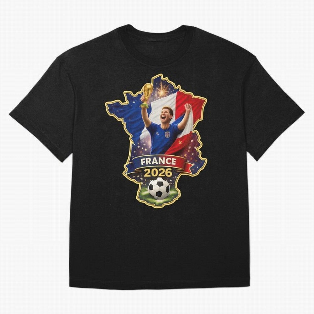 France Map Silhouette 2026 Football Victory Graphic Classic T-Shirt Wear the Spirit of Global Football Passion for FIFA World Cup 2026 USA Canada Mexico, Built around CR7 and Messi, Portugal, Fan Favorite Moments, National Team Passion, Big Match
