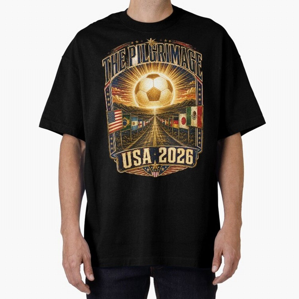 The Pilgrimage World Cup 2026 Soccer T-Shirt Classic T-Shirt Bring Supporter Culture to FIFA World Cup 2026 Group Stage Spirit, Featuring Argentina and Brazil, Cristiano Ronaldo, Haaland and CR7, Retro Football Energy, Iconic Rivalries, Trophy