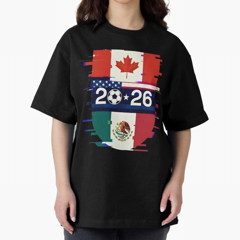 Glitched United 2026 - North America Emblem Cup Classic T-Shirt Support FIFA World Cup 2026 Group Stage Highlighting Haaland, Brazil Energy, Game Day Rituals, Football Legends, Country Pride and the Road to the Final; Ideal for Fans Who Follow