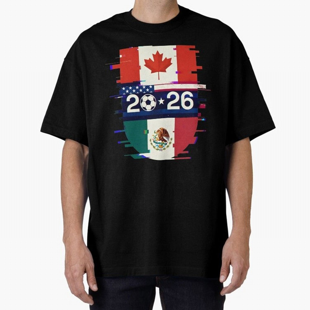 Glitched United 2026 - North America Emblem Cup Classic T-Shirt Support FIFA World Cup 2026 Group Stage Highlighting Haaland, Brazil Energy, Game Day Rituals, Football Legends, Country Pride and the Road to the Final; Ideal for Fans Who Follow