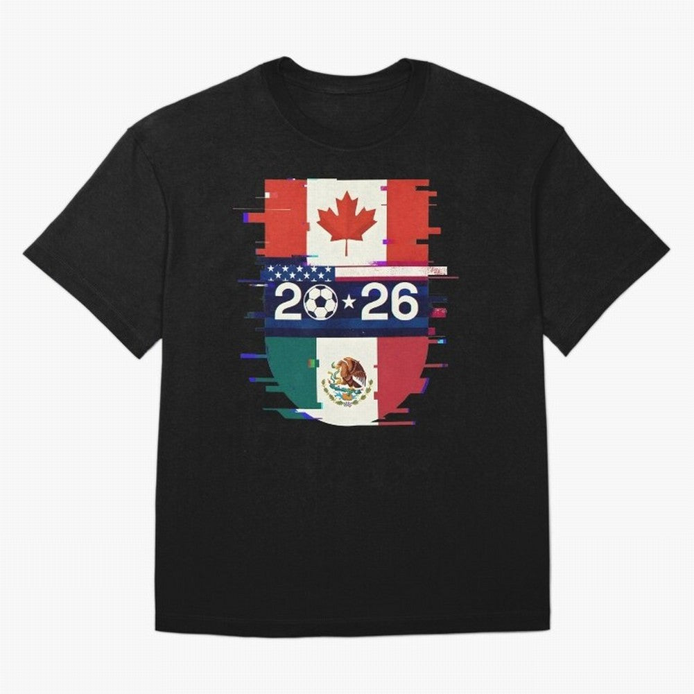 Glitched United 2026 - North America Emblem Cup Classic T-Shirt Support FIFA World Cup 2026 Group Stage Highlighting Haaland, Brazil Energy, Game Day Rituals, Football Legends, Country Pride and the Road to the Final; Ideal for Fans Who Follow