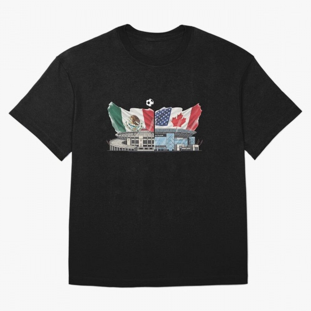 2026 World Cup Opening & Final ¨C Azteca Stadium Mexico & MetLife Stadium USA ¨C Football Design with Mexican, Canadian & US Flags Classic T-Shirt Make Game Day About Global Football Passion for FIFA World Cup 2026 USA Canada Mexico, Highlighting