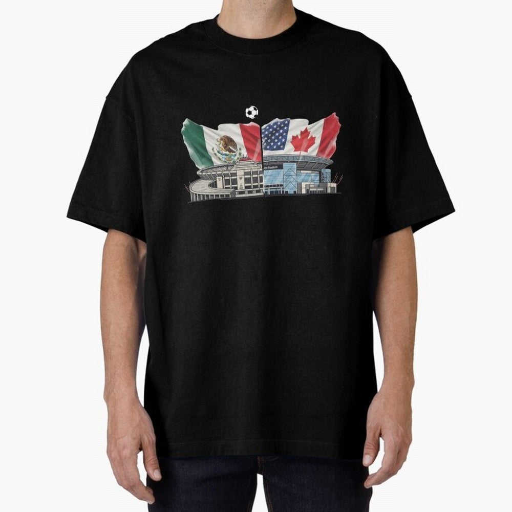 2026 World Cup Opening & Final ¨C Azteca Stadium Mexico & MetLife Stadium USA ¨C Football Design with Mexican, Canadian & US Flags Classic T-Shirt Make Game Day About Global Football Passion for FIFA World Cup 2026 USA Canada Mexico, Highlighting