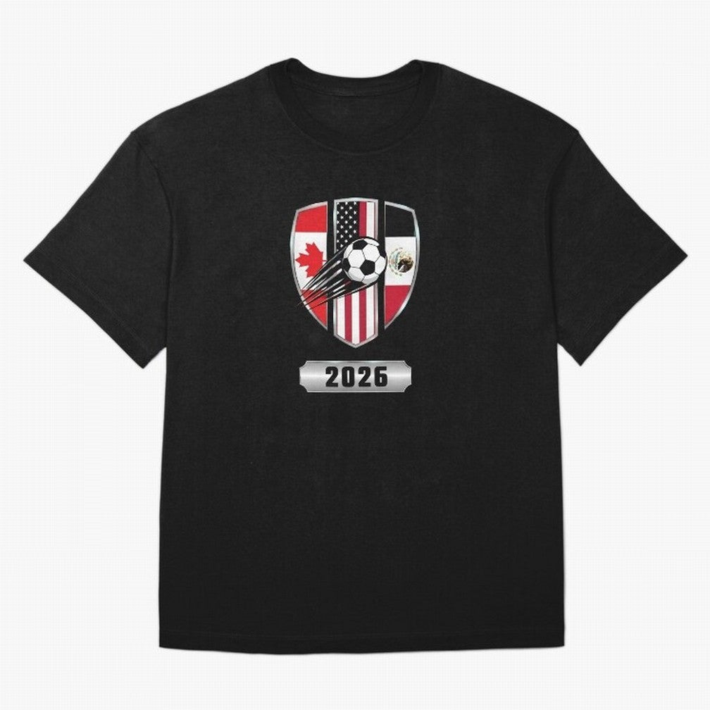 North United America Shield 2026 Cup T-Shirt_82794382 Classic T-Shirt Step into Global Football Passion for FIFA World Cup 2026 USA Canada Mexico, Capturing Messi and Cristiano Ronaldo, France, Classic Soccer Heritage, Championship Pressure, Fan