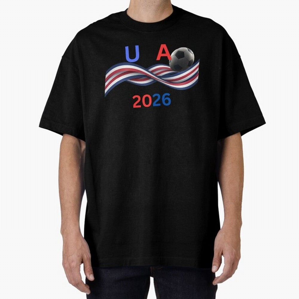 USA 2026 Soccer Ball With Waving Flag - United States Football Team Support? Classic T-Shirt Bring Global Tournament Vibes to FIFA World Cup 2026 Group Stage for Fans of Neymar, Haaland and Cristiano Ronaldo and Spain, Bringing Global Supporter