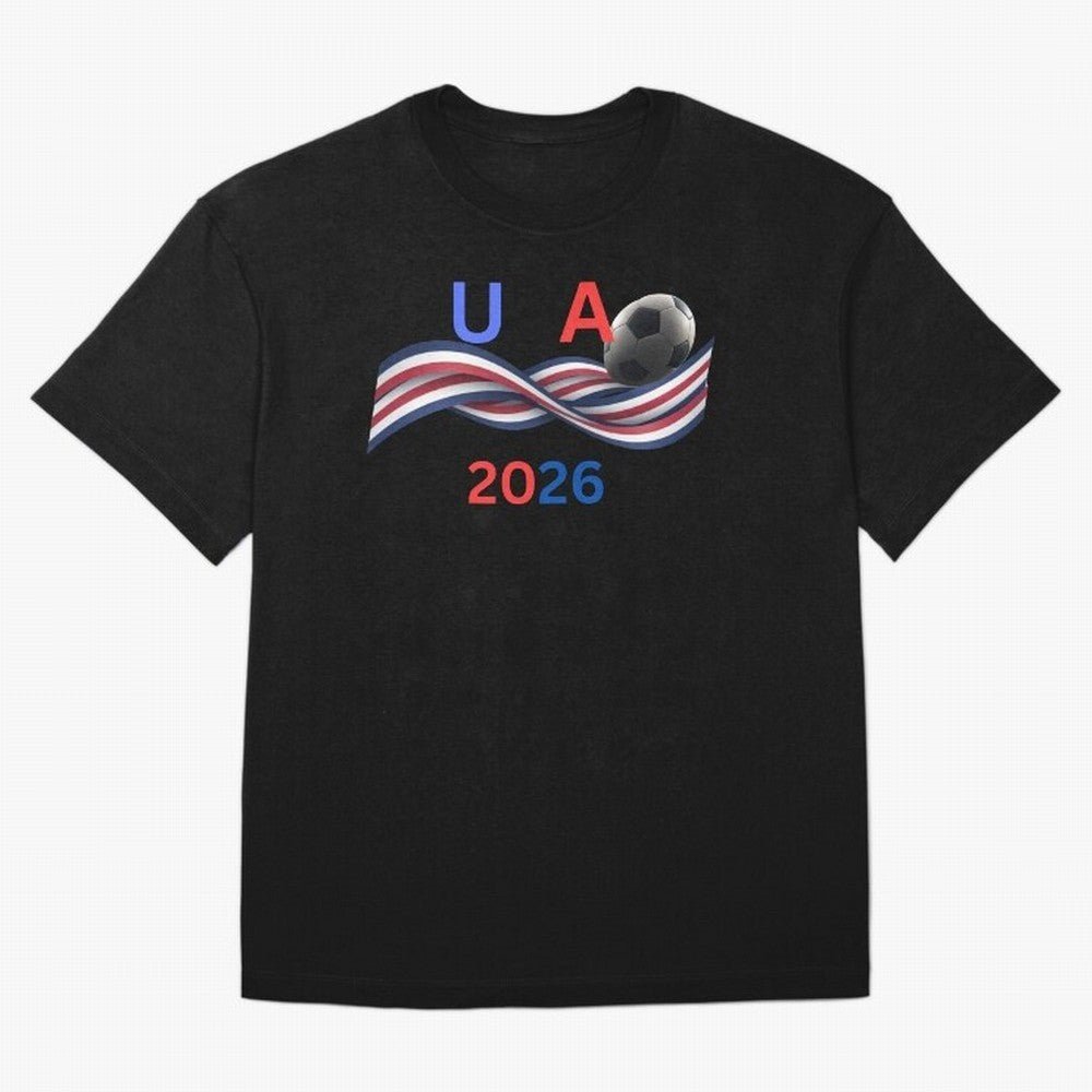 USA 2026 Soccer Ball With Waving Flag - United States Football Team Support? Classic T-Shirt Bring Global Tournament Vibes to FIFA World Cup 2026 Group Stage for Fans of Neymar, Haaland and Cristiano Ronaldo and Spain, Bringing Global Supporter