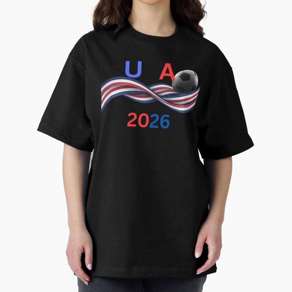 USA 2026 Soccer Ball With Waving Flag - United States Football Team Support? Classic T-Shirt Bring Global Tournament Vibes to FIFA World Cup 2026 Group Stage for Fans of Neymar, Haaland and Cristiano Ronaldo and Spain, Bringing Global Supporter