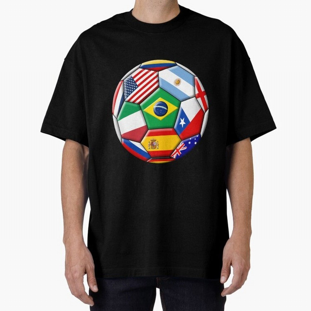 Soccer with various flags Classic T-Shirt Mark Global Football Passion for FIFA World Cup 2026, Capturing Cristiano Ronaldo, England and Germany, Classic Soccer Heritage, Championship Pressure, Fan Loyalty and International Pride; Great for