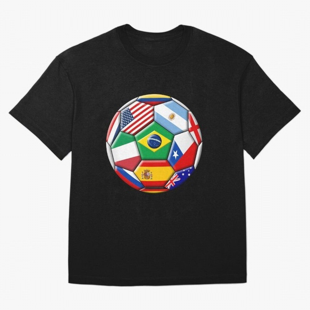 Soccer with various flags Classic T-Shirt Mark Global Football Passion for FIFA World Cup 2026, Capturing Cristiano Ronaldo, England and Germany, Classic Soccer Heritage, Championship Pressure, Fan Loyalty and International Pride; Great for