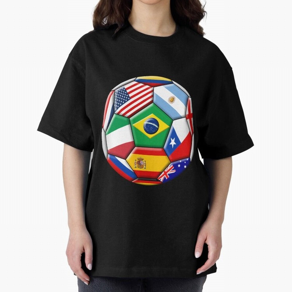 Soccer with various flags Classic T-Shirt Mark Global Football Passion for FIFA World Cup 2026, Capturing Cristiano Ronaldo, England and Germany, Classic Soccer Heritage, Championship Pressure, Fan Loyalty and International Pride; Great for