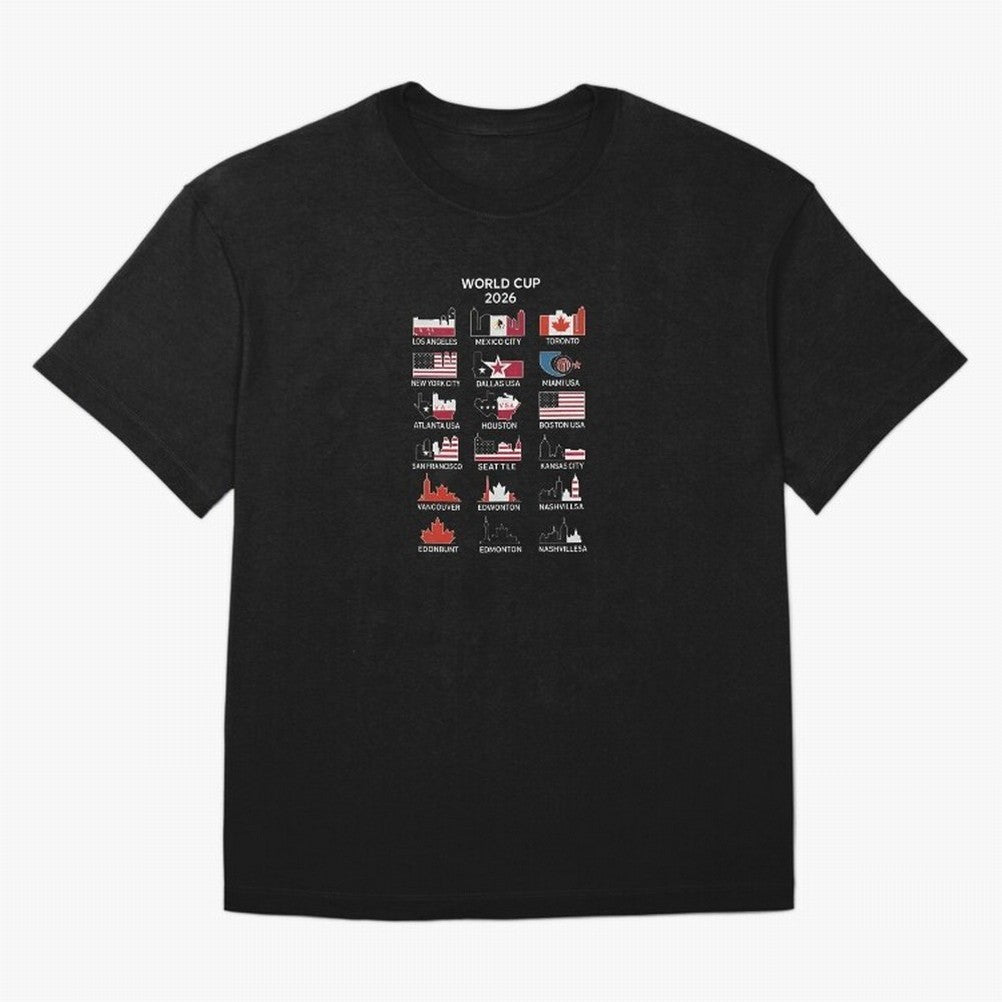 World Cup 2026 Host Cities T-Shirt_84292126 Classic T-Shirt Bring International Match Energy to FIFA World Cup 2026 for Fans of CR7 and Argentina, Bringing Vintage Soccer Flavor, Modern Football Stars, National Flags and Final Night Emotion;