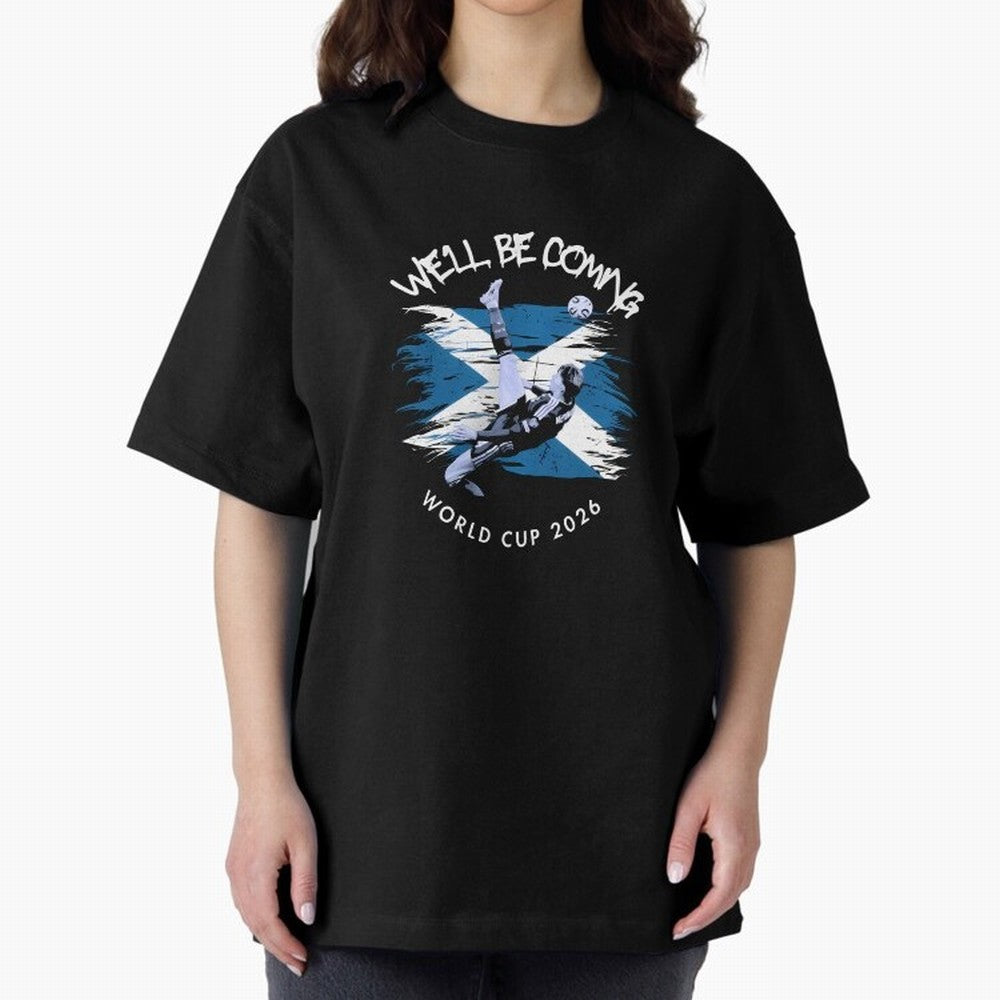 We'll be coming 2026 - Tartan Army Returns T-Shirt_83870751 Classic T-Shirt Spotlight FIFA World Cup 2026 Spirit, Filled with Spain and Netherlands, CR7 and Messi, Championship Spirit, Famous Goals, Roaring Crowds and International Football Unity;