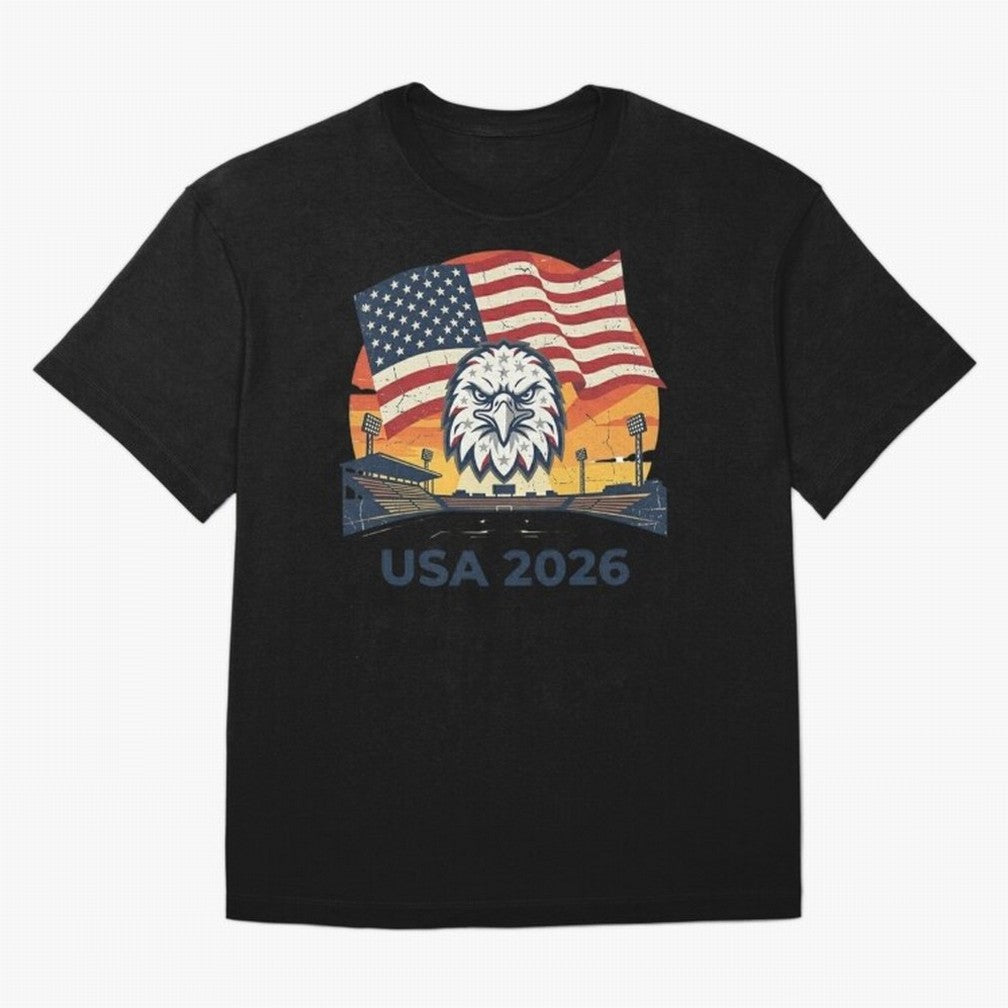 American Eagle 2026 USA World Cup Classic T-Shirt Celebrate Fan Favorites in Global Football Passion for FIFA World Cup 2026, Driven by Mbappe and Neymar, Argentina and Brazil, Retro Football Energy, Iconic Rivalries, Trophy Chase Drama and Stadium