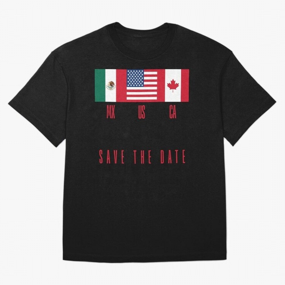 2026 World Cup Opening & Final ¨C Azteca Stadium Mexico & MetLife Stadium USA ¨C Football Design with Mexican, Canadian & US Flags Classic T-Shirt Join the Global Buzz around FIFA World Cup 2026 for Fans of CR7 and Argentina, France and Brazil,
