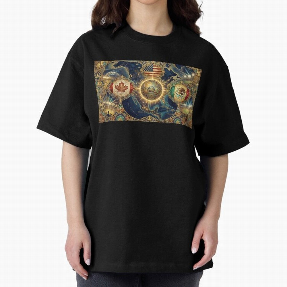 World Cup 2026 Hosts Illustrated Classic T-Shirt Celebrate National Team Dreams in Global Football Passion for FIFA World Cup 2026 Group Stage, Centered on Messi, Neymar and Mbappe, England and Germany, Tournament Hype, Historic Matchups, Family