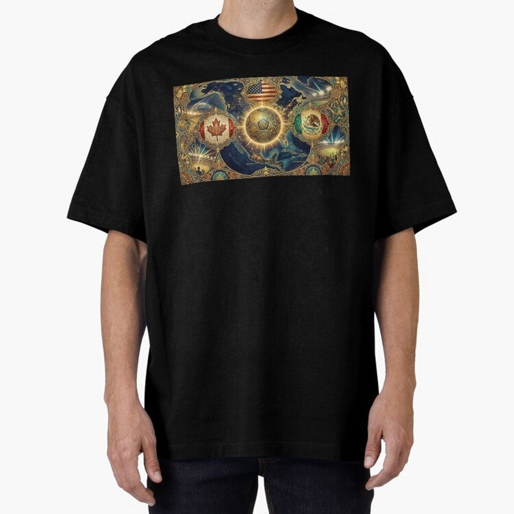 World Cup 2026 Hosts Illustrated Classic T-Shirt Celebrate National Team Dreams in Global Football Passion for FIFA World Cup 2026 Group Stage, Centered on Messi, Neymar and Mbappe, England and Germany, Tournament Hype, Historic Matchups, Family
