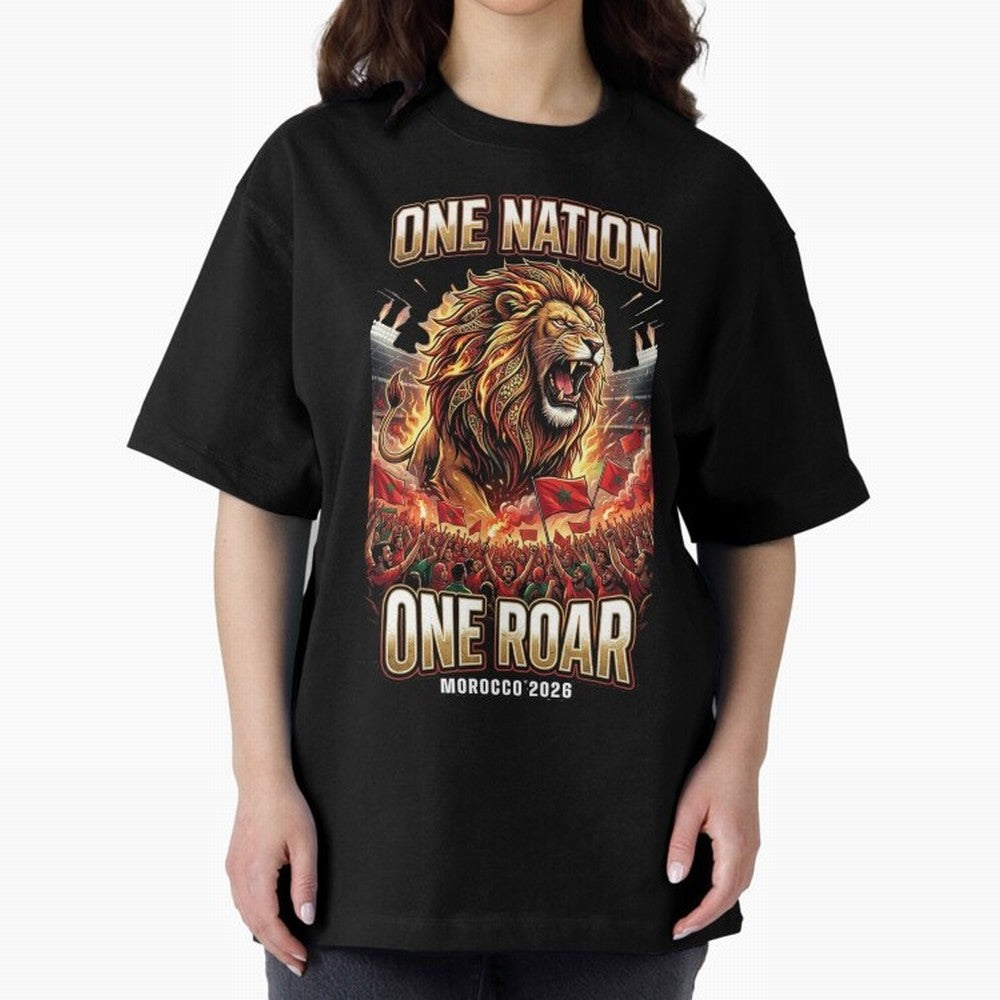 Morocco Football Fan - One Roar One Nation Classic T-Shirt Remember FIFA World Cup 2026 Group Stage for Fans of Haaland and Brazil, Portugal and Argentina, Bringing Game Day Rituals, Football Legends, Country Pride and the Road to the Final;