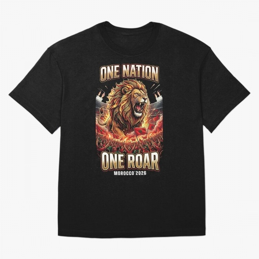 Morocco Football Fan - One Roar One Nation Classic T-Shirt Remember FIFA World Cup 2026 Group Stage for Fans of Haaland and Brazil, Portugal and Argentina, Bringing Game Day Rituals, Football Legends, Country Pride and the Road to the Final;
